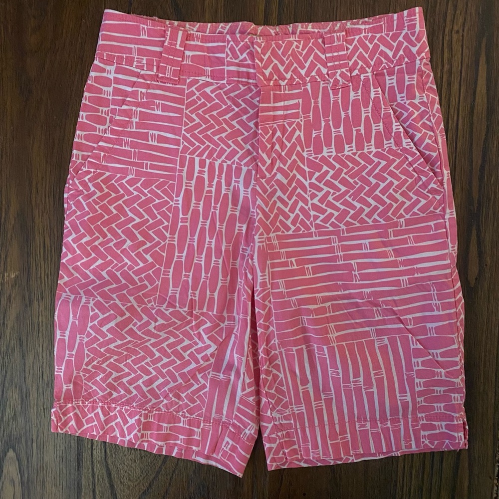 Lilly Pulitzer Tisket Tasket Resort Fit Pink White Shorts